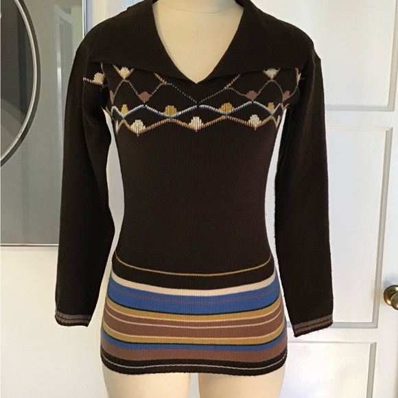Vintage 1970s Boho Hippie chocolate sweater - Picture 3 of 8